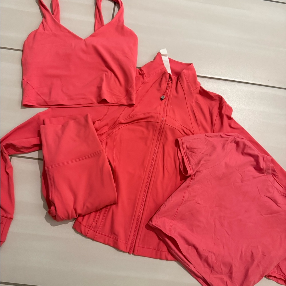Lulu lemon glazed pink 5 peice bundle size 6 coat and size 4 leggins